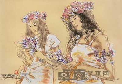 蔡玉水 2005年作 南亚风情 镜心 55×75cm